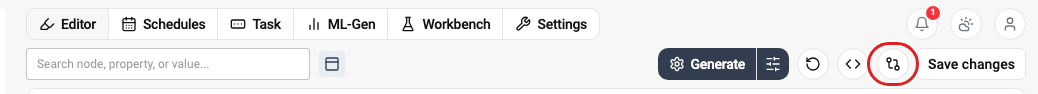Git action in the Editor top bar