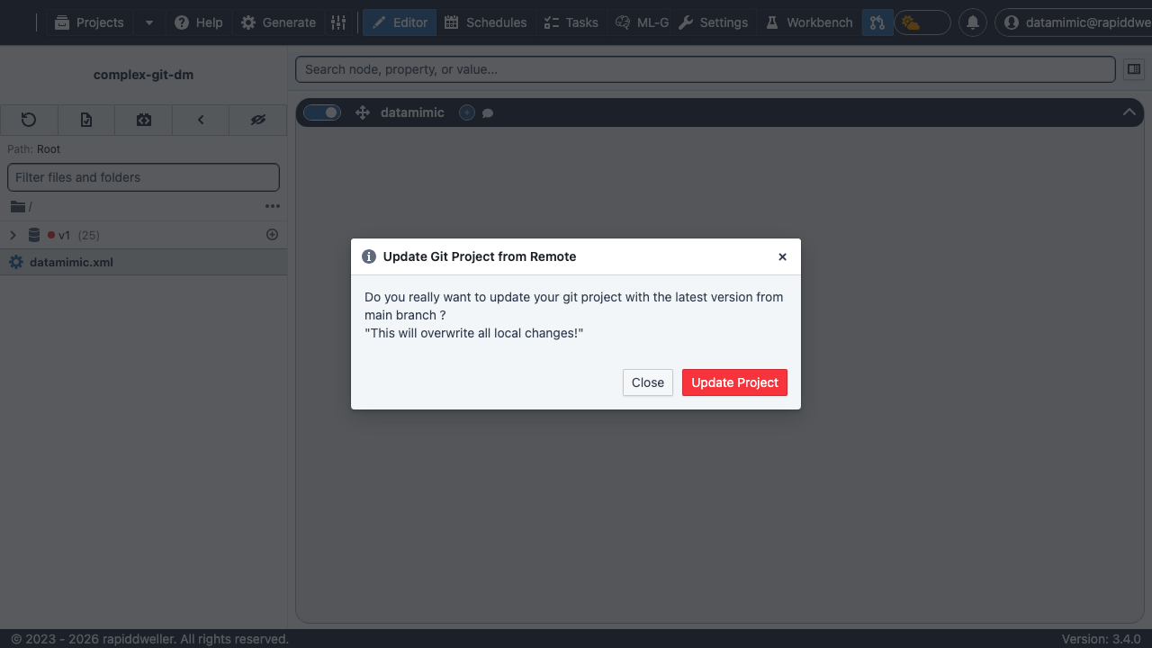 Update Git Project Dialog