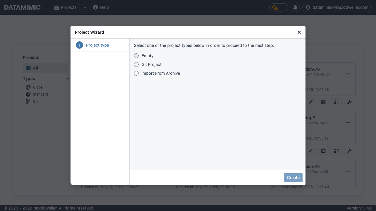 Project Wizard Options
