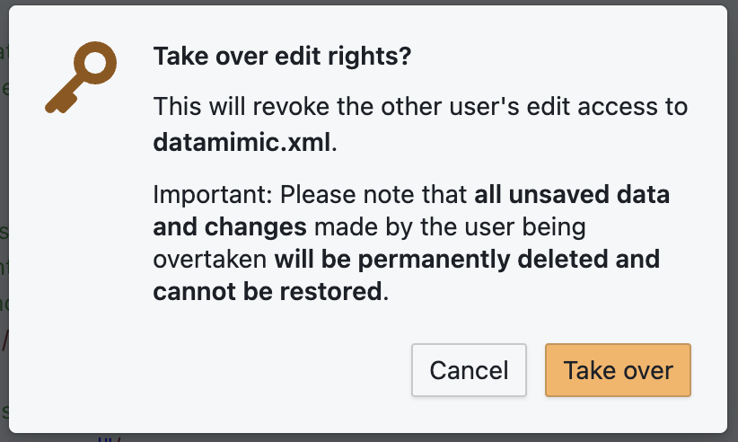Lock takeover confirmation dialog