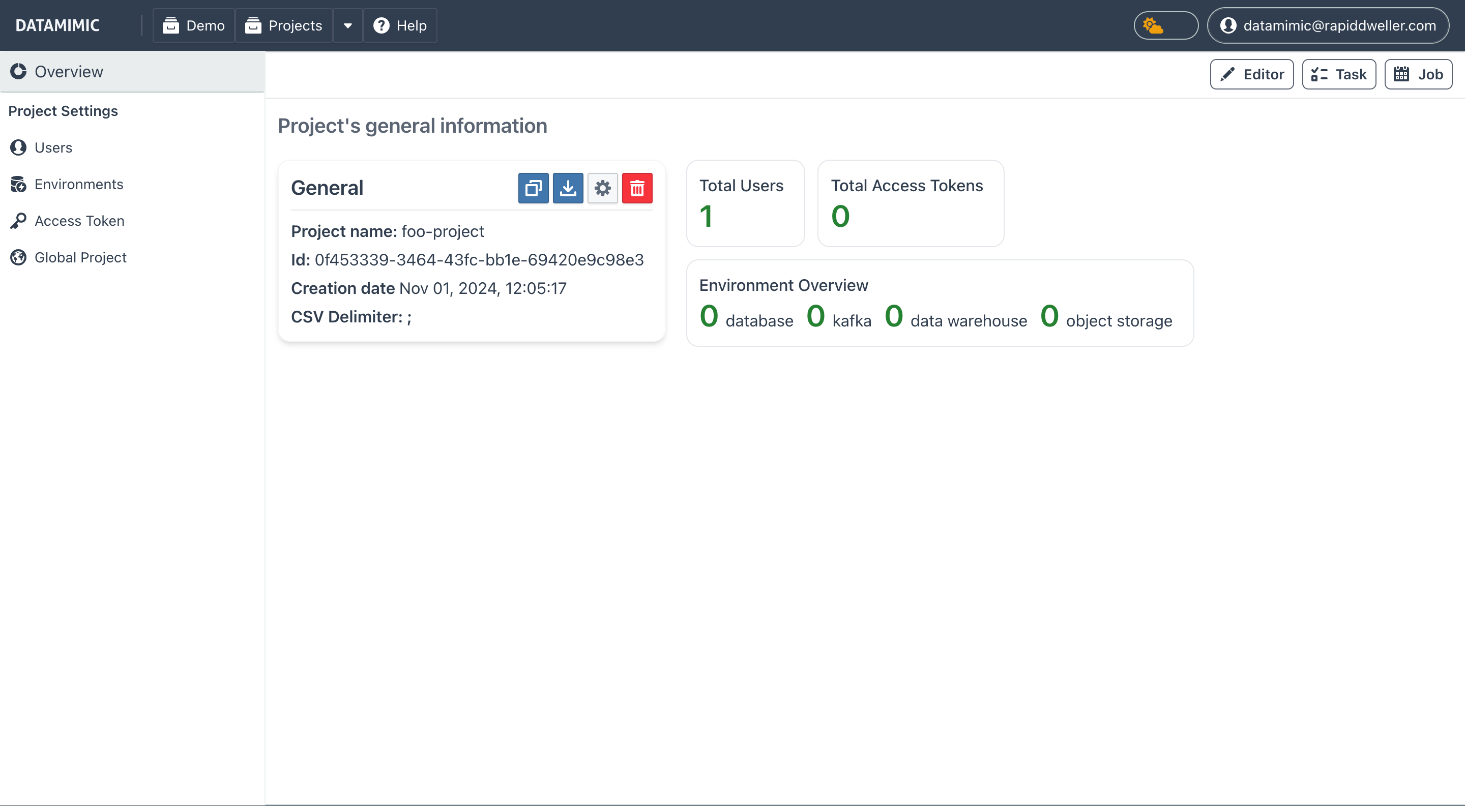 Settings Dashboard