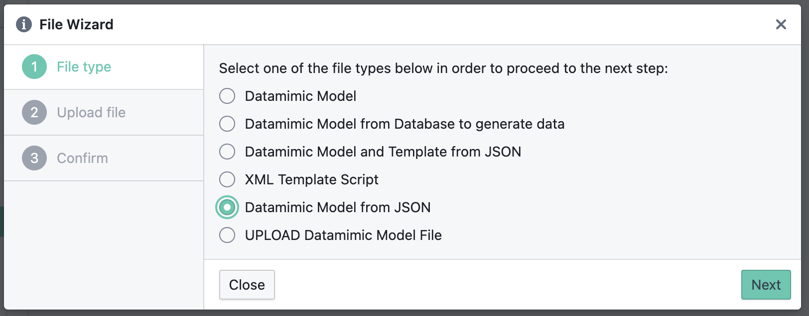 JSON-Modell auswählen