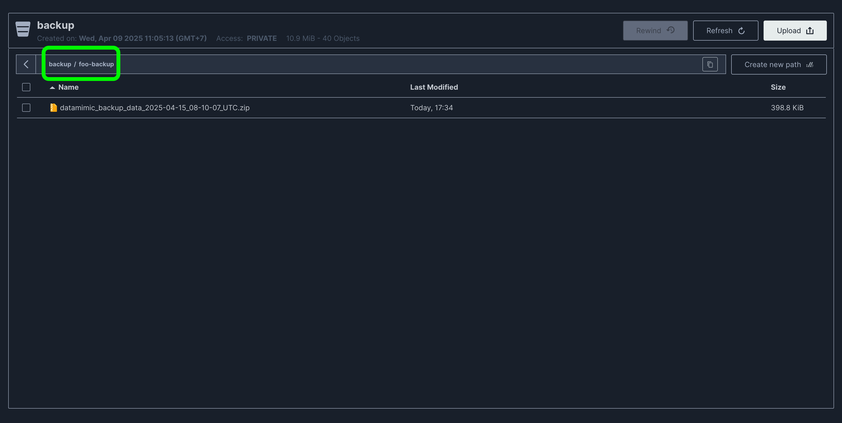 Restore system from backup ID
