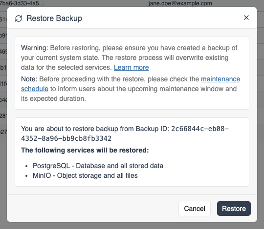 System aus bestehendem Backup-Snapshot wiederherstellen
