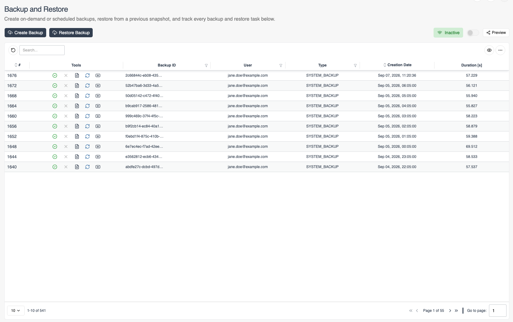 Backup and Restore