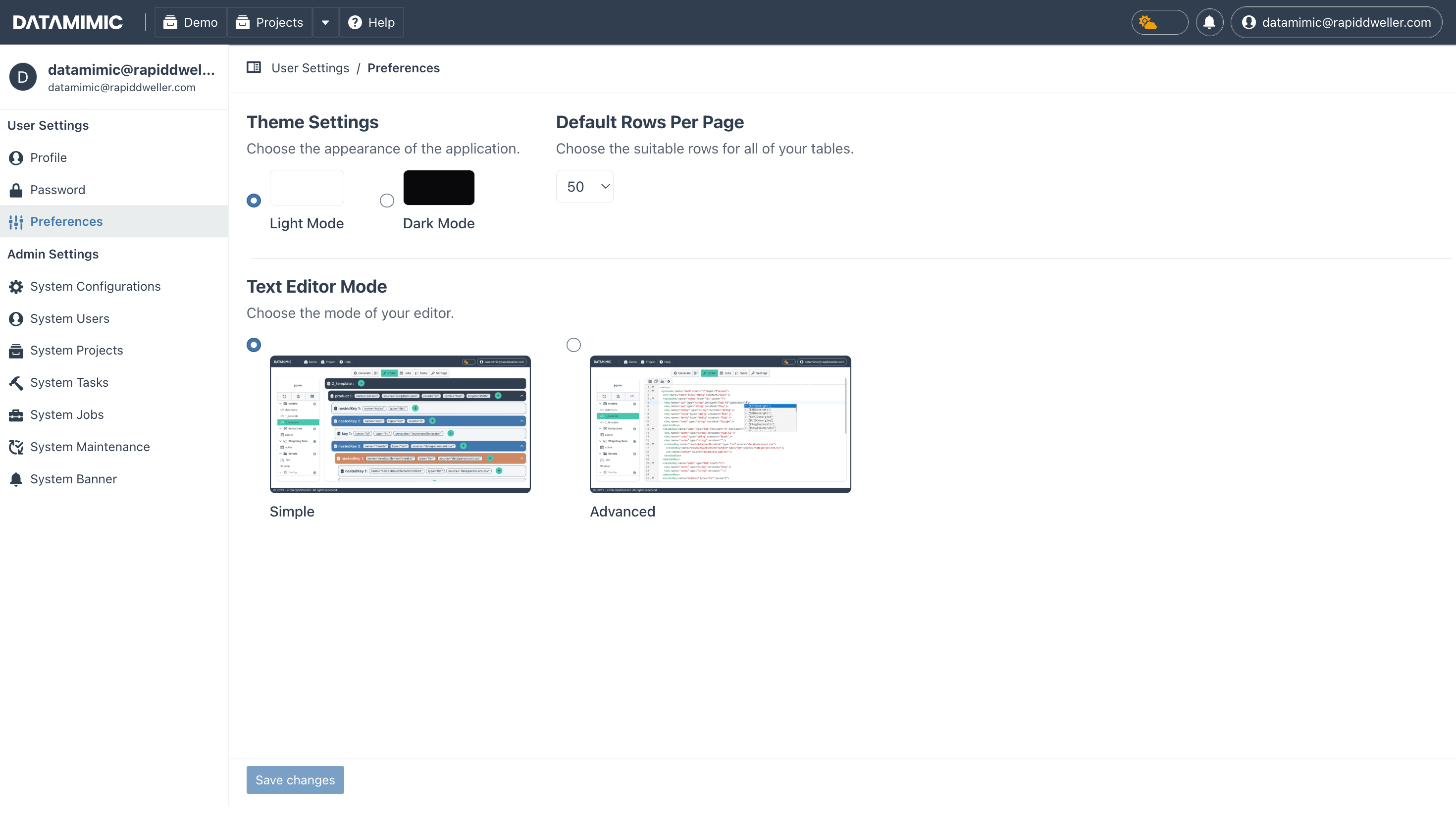 Preferences Configuration