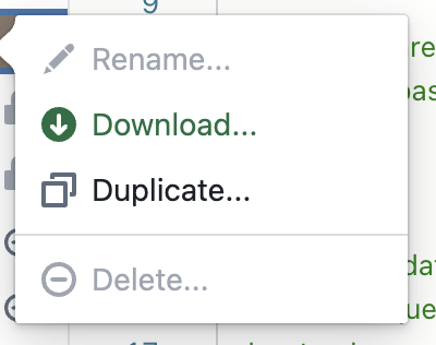 Context menu with disabled actions
