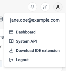 Download IDE extension in the user menu