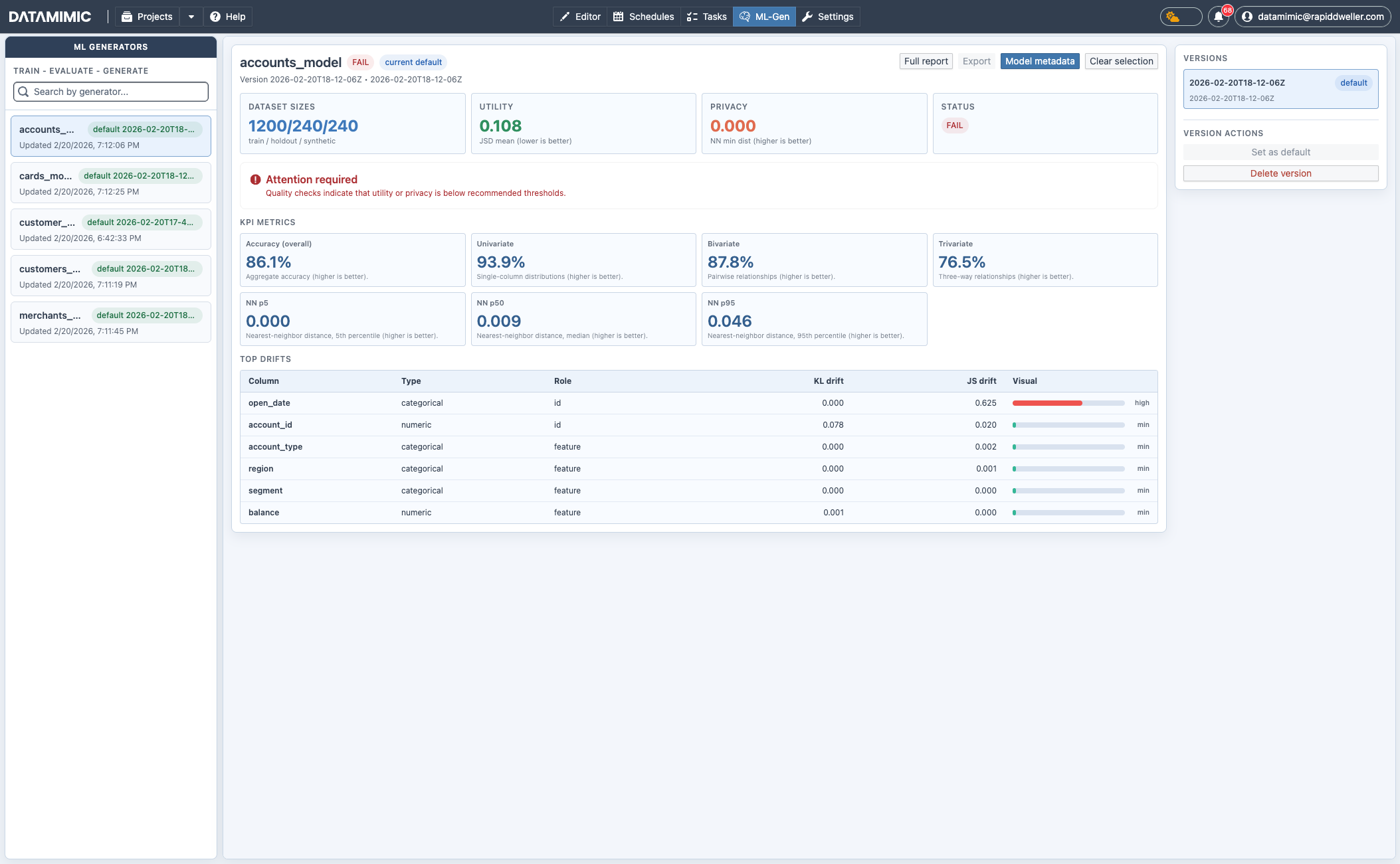 ML Generator View