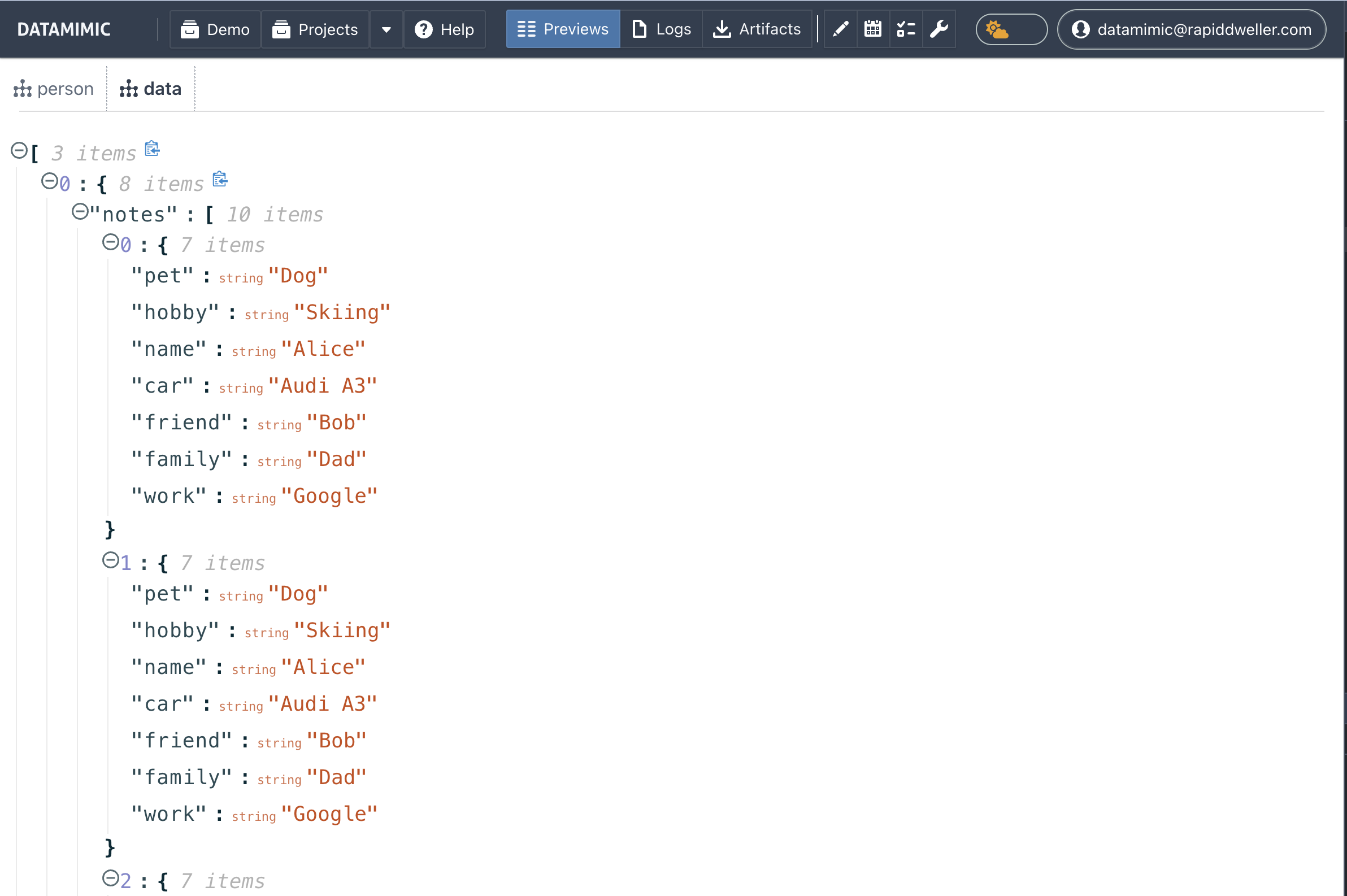 JSON Preview