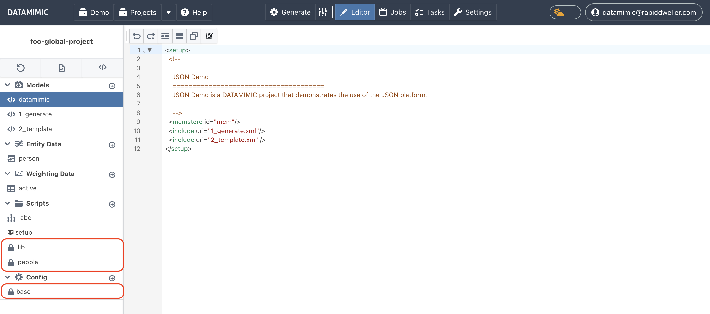 Editor with Global Project