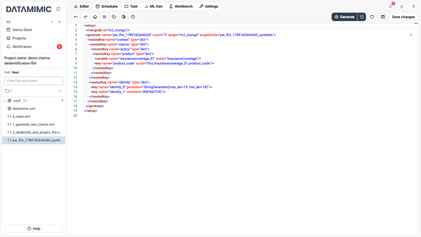 Generated model opened in the Editor